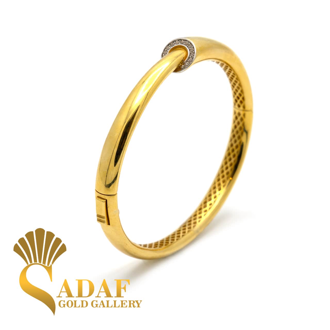 بنگل طلا زنانه آینه ای گلد