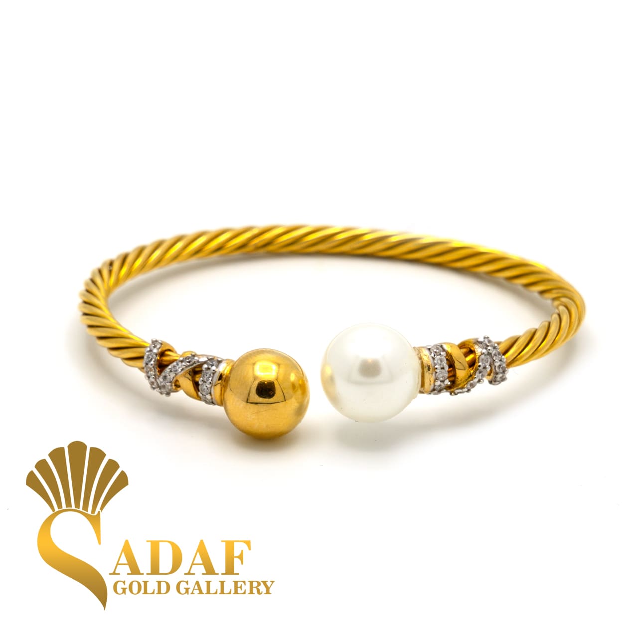 بنگل طلا یورمن گوی و مروارید